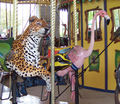 Carousel Works Leopard, Poison Dart Frog, and Flamingo